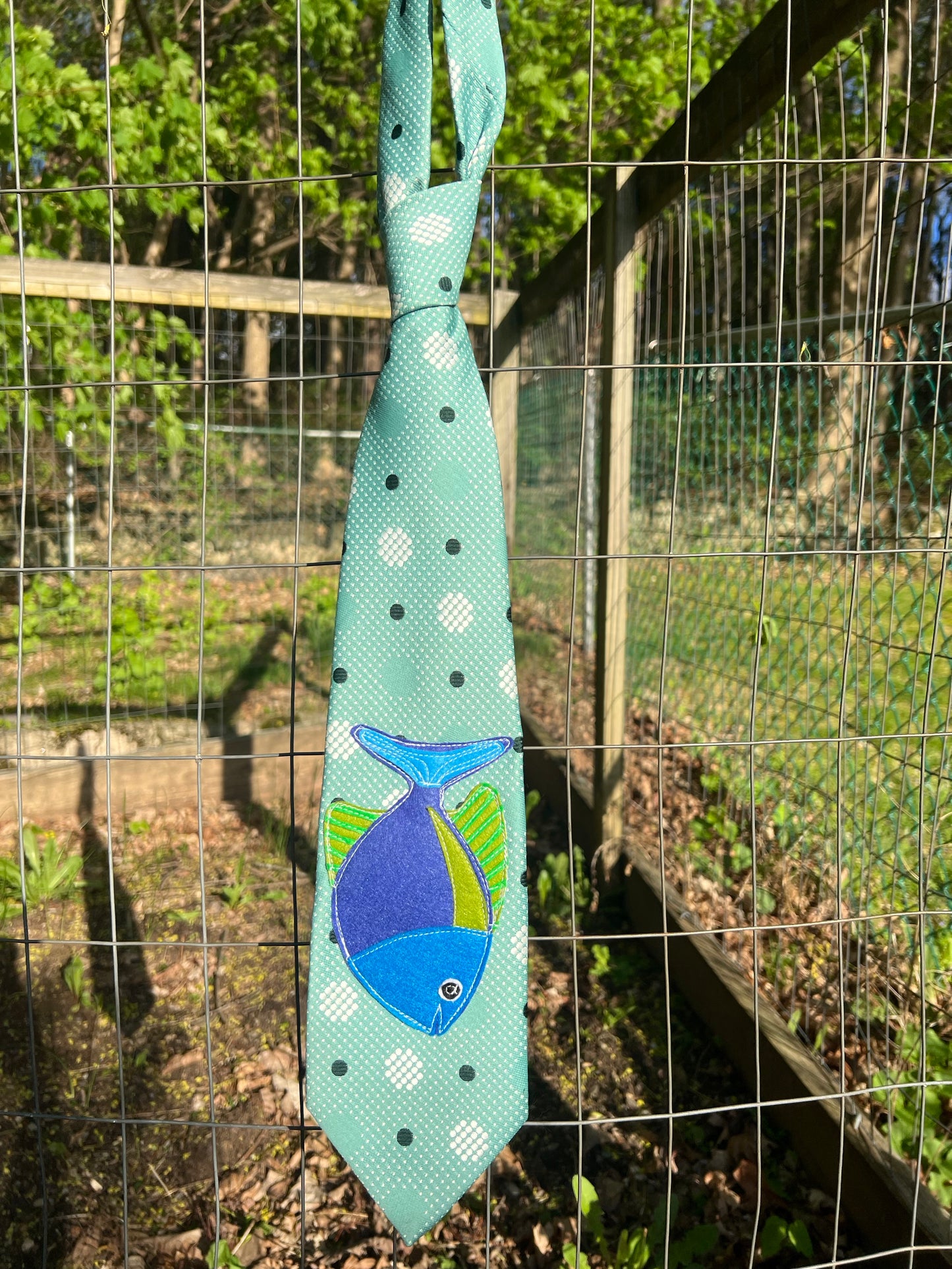 Blue fish tie