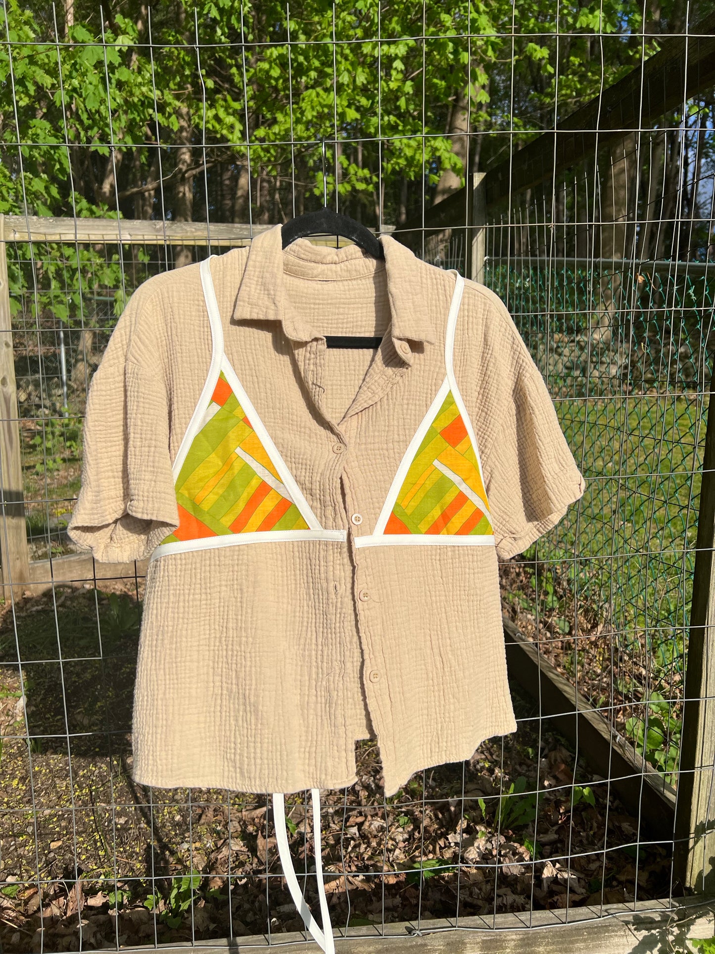 Orange/green bra top