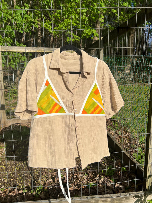 Orange/green bra top