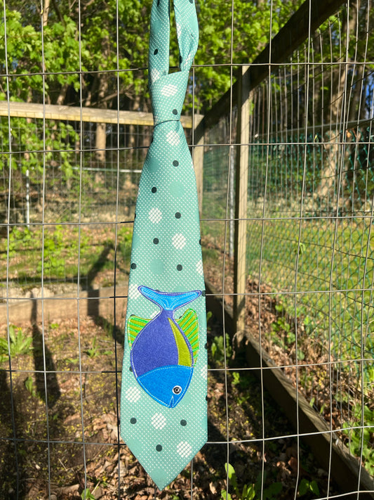 Blue fish tie